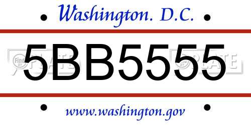 5BB5555 District Of Columbia License Plate