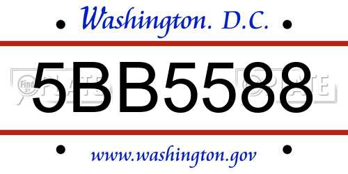 5BB5588 District Of Columbia License Plate