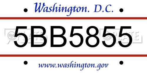 5BB5855 District Of Columbia License Plate