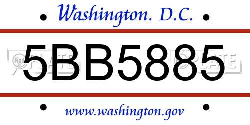 5BB5885 District Of Columbia License Plate