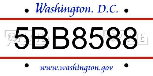 5BB8588 District Of Columbia License Plate