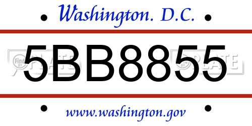 5BB8855 District Of Columbia License Plate