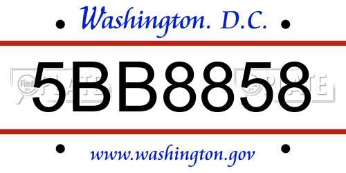 5BB8858 District Of Columbia License Plate