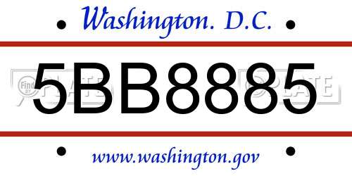 5BB8885 District Of Columbia License Plate