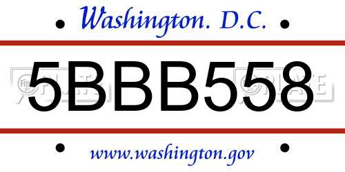 5BBB558 District Of Columbia License Plate