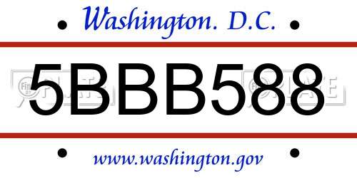 5BBB588 District Of Columbia License Plate