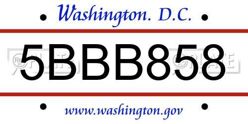 5BBB858 District Of Columbia License Plate