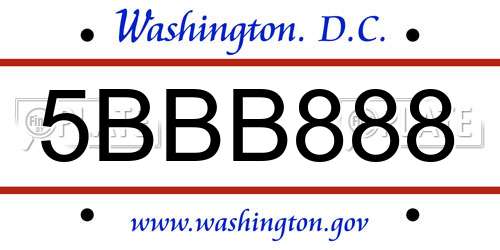 5BBB888 District Of Columbia License Plate