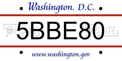 5BBE80 District Of Columbia License Plate