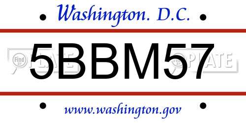 5BBM57 District Of Columbia License Plate