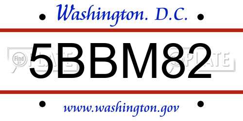 5BBM82 District Of Columbia License Plate