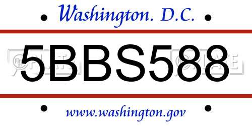 5BBS588 District Of Columbia License Plate