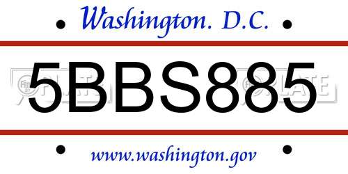 5BBS885 District Of Columbia License Plate