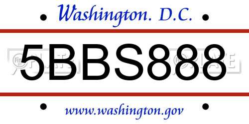 5BBS888 District Of Columbia License Plate