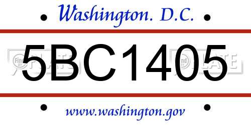 5BC1405 District Of Columbia License Plate
