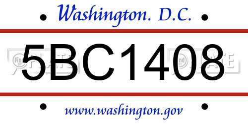 5BC1408 District Of Columbia License Plate
