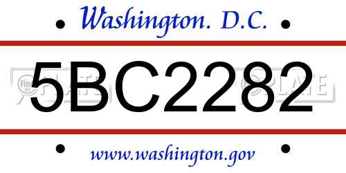 5BC2282 District Of Columbia License Plate
