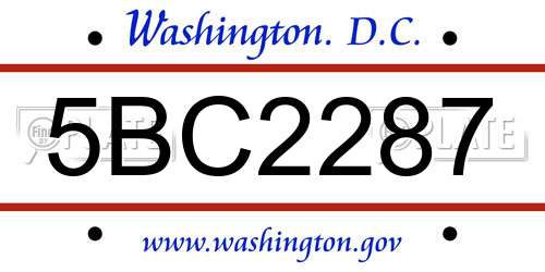 5BC2287 District Of Columbia License Plate