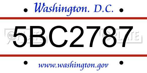 5BC2787 District Of Columbia License Plate