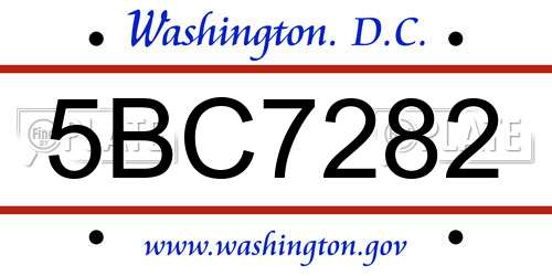 5BC7282 District Of Columbia License Plate