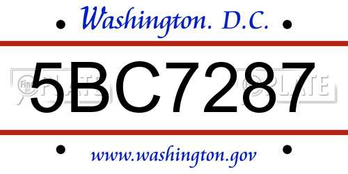 5BC7287 District Of Columbia License Plate