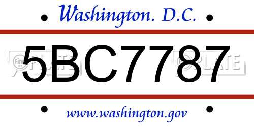 5BC7787 District Of Columbia License Plate