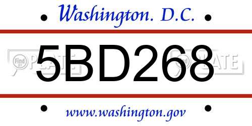 5BD268 District Of Columbia License Plate