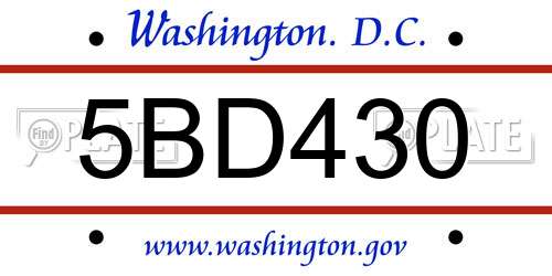 5BD430 District Of Columbia License Plate