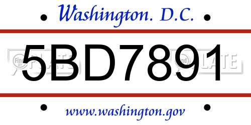 5BD7891 District Of Columbia License Plate