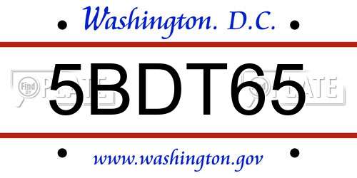5BDT65 District Of Columbia License Plate