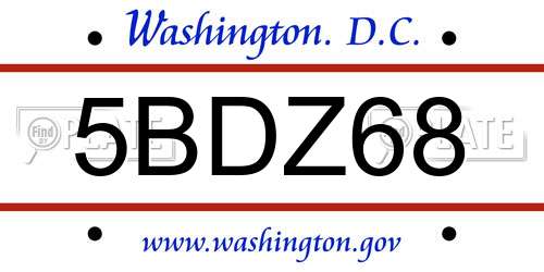5BDZ68 District Of Columbia License Plate