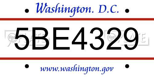 5BE4329 District Of Columbia License Plate