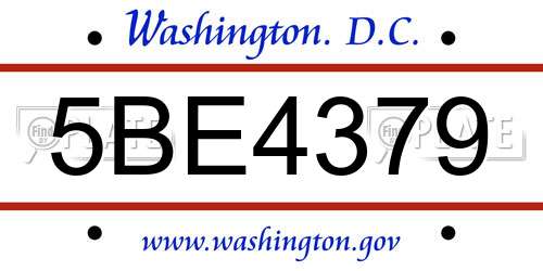 5BE4379 District Of Columbia License Plate
