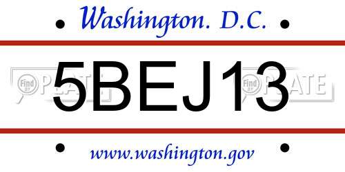 5BEJ13 District Of Columbia License Plate