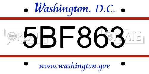 5BF863 District Of Columbia License Plate