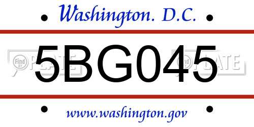 5BG045 District Of Columbia License Plate