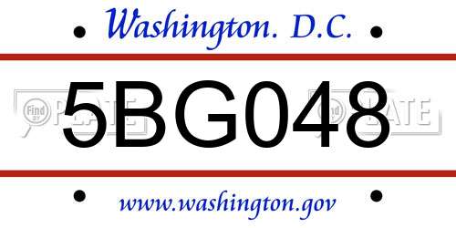 5BG048 District Of Columbia License Plate