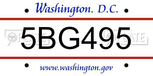 5BG495 District Of Columbia License Plate