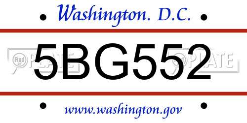 5BG552 District Of Columbia License Plate