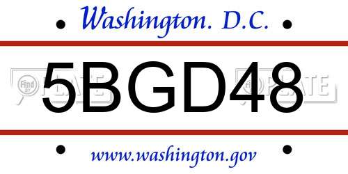 5BGD48 District Of Columbia License Plate