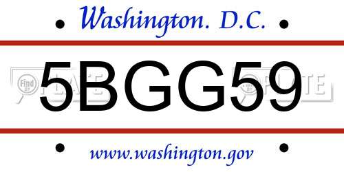 5BGG59 District Of Columbia License Plate