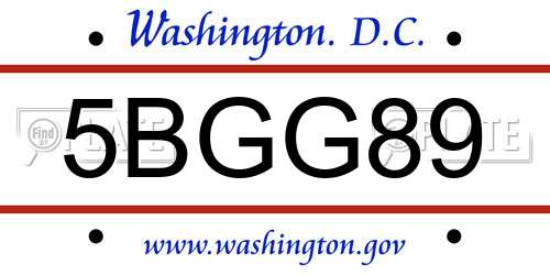 5BGG89 District Of Columbia License Plate