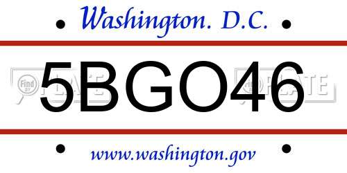 5BGO46 District Of Columbia License Plate