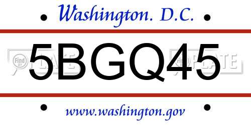 5BGQ45 District Of Columbia License Plate