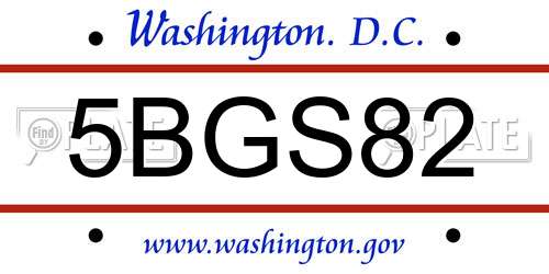 5BGS82 District Of Columbia License Plate