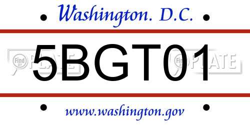 5BGT01 District Of Columbia License Plate