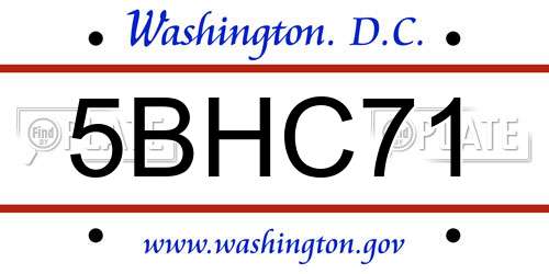5BHC71 District Of Columbia License Plate