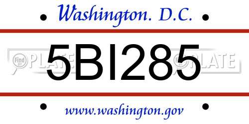 5BI285 District Of Columbia License Plate