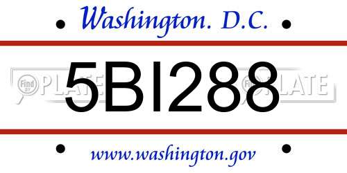 5BI288 District Of Columbia License Plate
