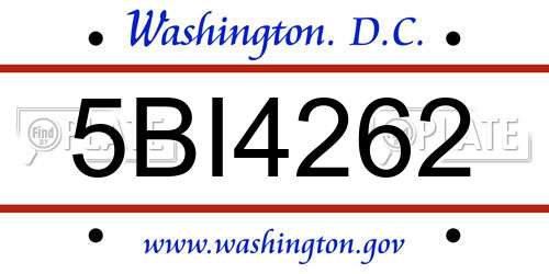 5BI4262 District Of Columbia License Plate